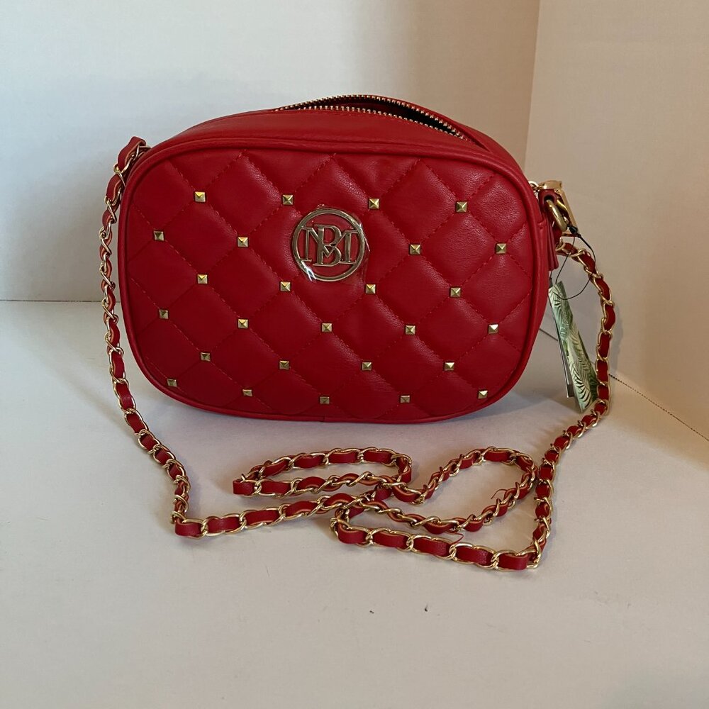 Badgley Mischka Red Quilted Crossbody Bag $89 Retail.